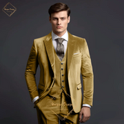 Classic Elegance Men's Grey Velvet 3-Piece Custom Suit Timeless Style for Every Occasion. Size US $44 /EU54