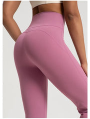 Women Naked High Waisted Waist Cinching Hip Lifting Elastic Bell Bottom Pants
