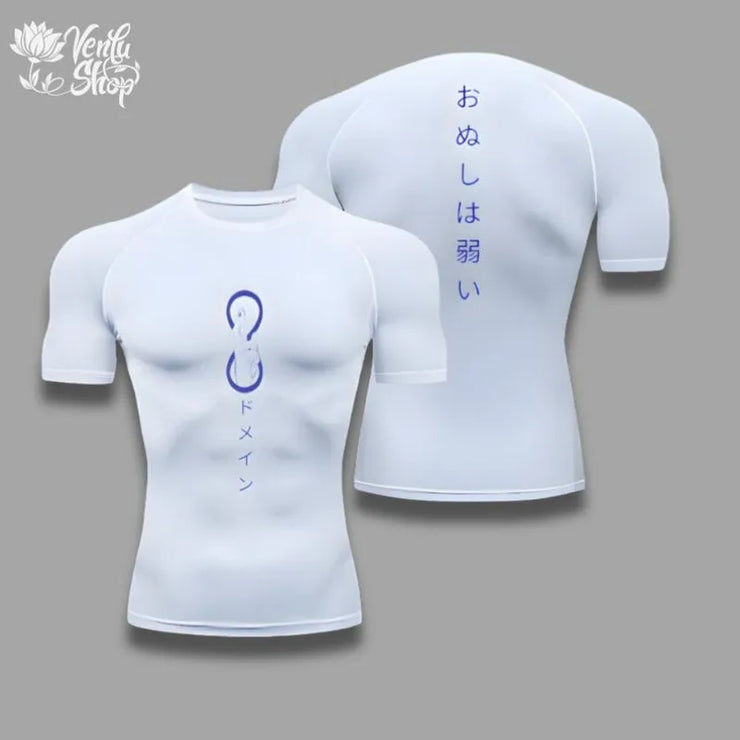 Satoru Gojo Jujutsu Kaisen Sorcerer Hollow Purple Gymwear Compressions Sportswear Muscle Enhancing Trainning T-shirt High-Quality Flexible Fit