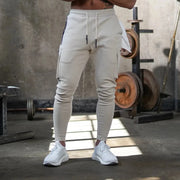 Summer Men's Slim Fit Sweatpants Pants Solid Color Elastic Waist Outdoor Running Training Casual Cargo Midweight Polyester