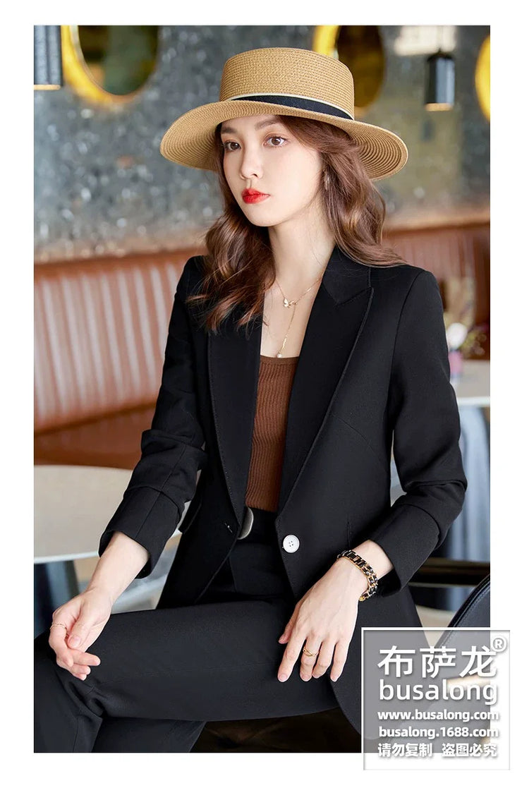 Red Professional Suit for Women2023Autumn Winter New High-end Elegant Socialite Casual Blazer Two-piece Set