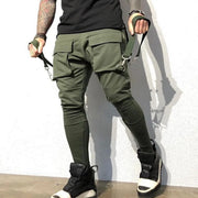 Men's Slim-fit Cargo Pants Spring Autumn Fashion Hip Hop Large Pocket Casual Sweatpants Low Waist Ankle-Length Polyester