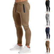 Men's Solid Color Fitness Trousers Spring Summer Casual Elastic Ankle-Length Pants Navy Blue Black Light Gray Brown