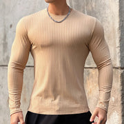 Men's Gym Fitness Long Sleeve T-shirt Quick Dry Casual O-Neck Bodybuilding Shirt for Running Sports Training Polyester Tees