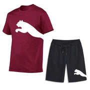 Men's Mesh T-shirt Sweatpants  Casual Short-sleeved T-shirt Sportswear Set