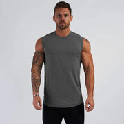 Men's Gym Fitness Sport Vest Summer Cool Cotton Breathable Muscle Tank Top Sleeveless T-Shirt for Bodybuilding Workout