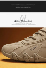 Men's Casual Sneakers Khaki Non-Slip Work Shoes Lace-Up Short Boots Loafers round Toe Microfiber Upper Rubber Outsole