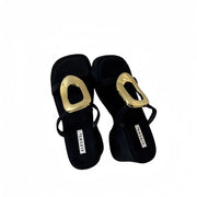 Women's High-Heeled Rubber Flip Flops Slippers Soft Platform Wedge Luxury Slides Comfortable Designer Fashion Hawaiian Style