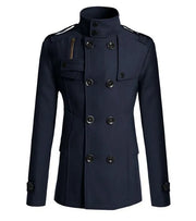 Men's Casual Woolen Coat Mid-Length Button-Down Suit Collarluxury Retro Streetwear Jacket in Black/Grey/Khaki/Navy - Fashionable Autumn/Winter Outerwear