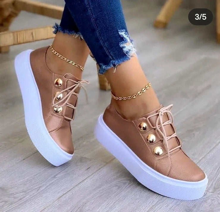 Women Casual  Fashion Spring Leather PU Sneakers