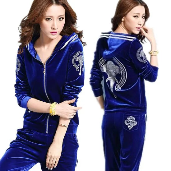 Women Tracksuit , Sportswear Zipper Hoodies Jacket+Pants Jogging Suit