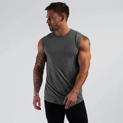 Men's Gym Fitness Sport Vest Summer Cool Cotton Breathable Muscle Tank Top Sleeveless T-Shirt for Bodybuilding Workout