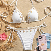 Sexy White Bikini Set Women's Swimwear  Eye-Catching Polka Dot Bathing Suits