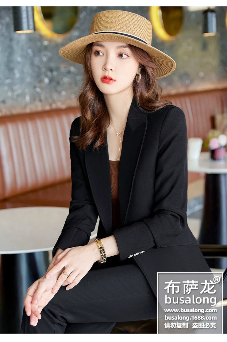 Red Professional Suit for Women2023Autumn Winter New High-end Elegant Socialite Casual Blazer Two-piece Set