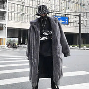 New imitation fox fur grass oversized plush men's coat, medium length autumn and winter