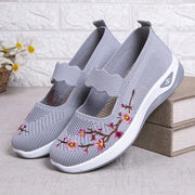 Women's Sneakers Slip on Casual Shoes Soft Sole Embroidered Walking Shoes Lightweight Knitted Flat Shoe