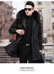 New imitation fox fur grass oversized plush men's coat, medium length autumn and winter