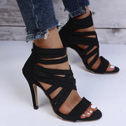 Women  High Heels Zipper Sexy  Peep Toe Shoes