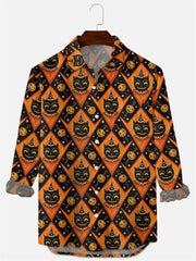 Men's Pumpkin Head Printed Shirt Trend Halloween