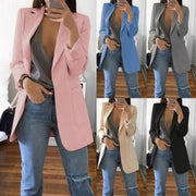 Women's Slim Fit Cardigan Blazer Casual Fashion European American Style Oversized Suit Coat V-Neck Polyester Cotton Jacket