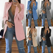 Women's Slim Fit Cardigan Blazer Casual Fashion European American Style Oversized Suit Coat V-Neck Polyester Cotton Jacket