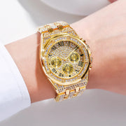 Men Luxury Bracelet Cuban Link Chain Bangle Watch Set