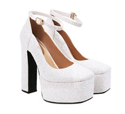 Women's 5.5cm Platform Strap Buckle 14cm Ultra High Chunky Heels Shoes