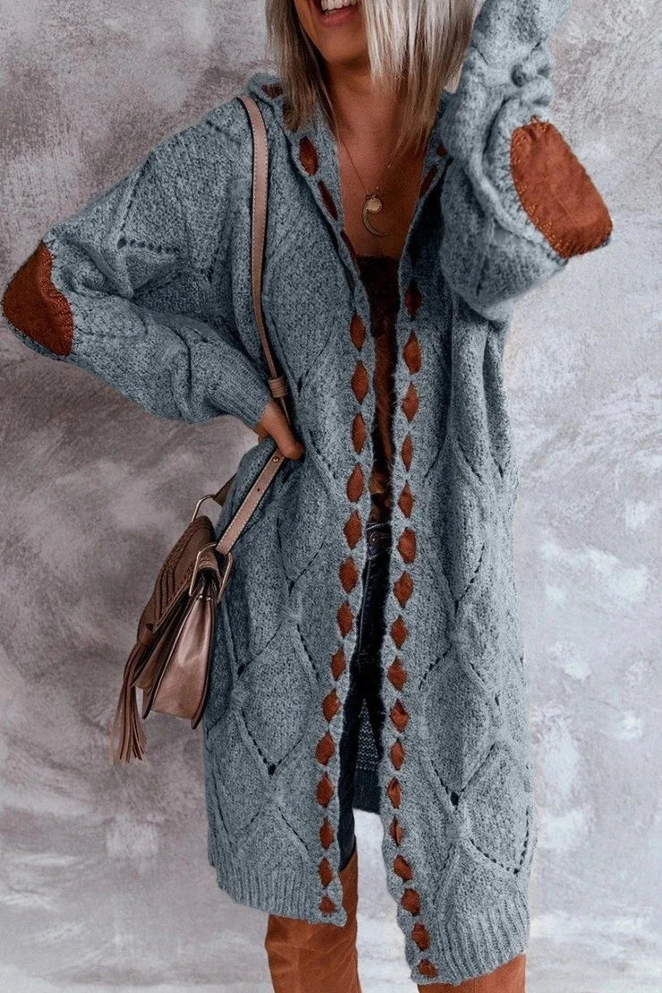 Women Oversized Hooded Long Cardigan Knitted Sweater