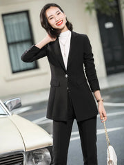Women's 2 Piece Suit Office Lady OL Beige Pink Khaki Apricot Coffee Black Blue S-5XL Pant Set with Jacket Blazer And Trousers