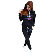 Women Tracksuit  Autumn Winter Warm Printing Hooded Sweatshirts Suit Fashion  High Quality Jogging Pants Sets