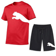 Men's Mesh T-shirt Sweatpants  Casual Short-sleeved T-shirt Sportswear Set