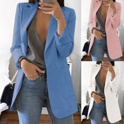 Women's Slim Fit Cardigan Blazer Casual Fashion European American Style Oversized Suit Coat V-Neck Polyester Cotton Jacket