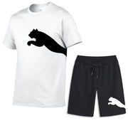 Men's Mesh T-shirt Sweatpants  Casual Short-sleeved T-shirt Sportswear Set