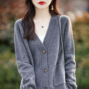 Women cardigan  V-neck 100% wool sweater