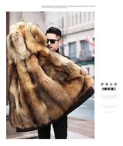 New imitation fox fur grass oversized plush men's coat, medium length autumn and winter Size 5XL