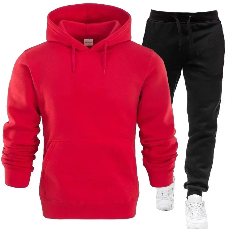 Basic Men 2Pcs/Sets Sweatshirt Hoodies Pants  Gyms Fitness Tops Joggers Sportswear Tracksuits