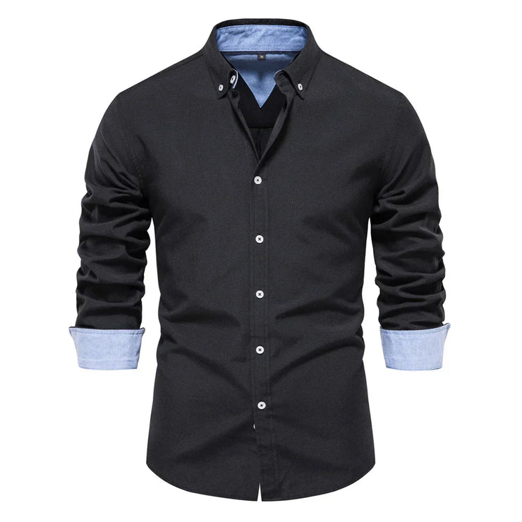 Cotton Oxford Long Sleeve Button