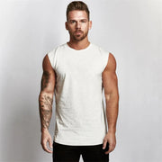 Men's Gym Fitness Sport Vest Summer Cool Cotton Breathable Muscle Tank Top Sleeveless T-Shirt for Bodybuilding Workout
