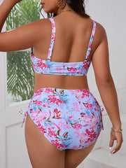 Women's plus Size Floral Print Two Piece Swimsuit Eye Catching Bikini Set Medium Stretch Polyester Spandex