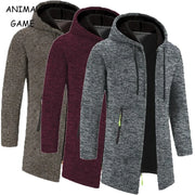 Men's Oversize Long Sleeve Sweatshirt Hooded Zipper Autumn Winter Warm Jacket Coat Casual Outdoor Knit Streetwear Top