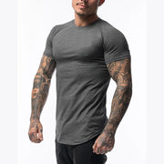 Men's Cotton Breathable Fitness T-Shirt Short Sleeve Running Gym Tee Comfortable Tight Summer Fitness Gear O-Neck Pull-On Closure