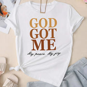 Women's Casual round Neck T-shirt Letter Print Spring Summer Comfortable Loose Short Sleeve Fashion Top