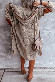 Women Oversized Hooded Long Cardigan Knitted Sweater