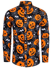 Men's Pumpkin Head Printed Shirt Trend Halloween