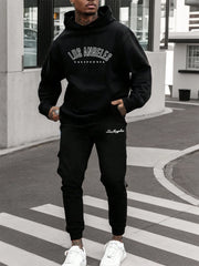 Men's Fleece Hoodie And Pant Tracksuit Set Warm Thick Hooded 2Pcs Sportswear Casual Eye-catching Daily Knitted Polyester Track Suits