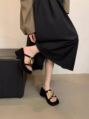 Women's High-Heeled Rubber Flip Flops Slippers Soft Platform Wedge Luxury Slides Comfortable Designer Fashion Hawaiian Style