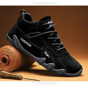 Men's Casual Sneakers Khaki Non-Slip Work Shoes Lace-Up Short Boots Loafers round Toe Microfiber Upper Rubber Outsole