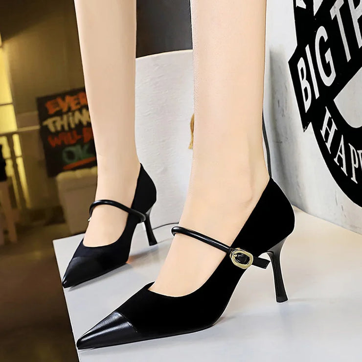 Korean Velvet High Heels Women&