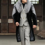 Maxi Men Winter Thick  Faux Fox Fur Coat Jacket Long Sleeve Warm Luxury Fur Black