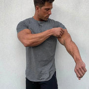 Men's Cotton Breathable Fitness T-Shirt Short Sleeve Running Gym Tee Comfortable Tight Summer Fitness Gear O-Neck Pull-On Closure